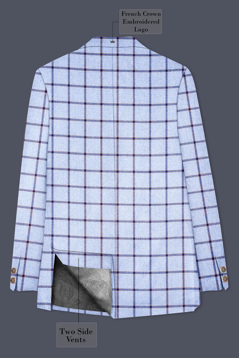 Spun Pearl Gray Checkered Bandhgala Blazer 7