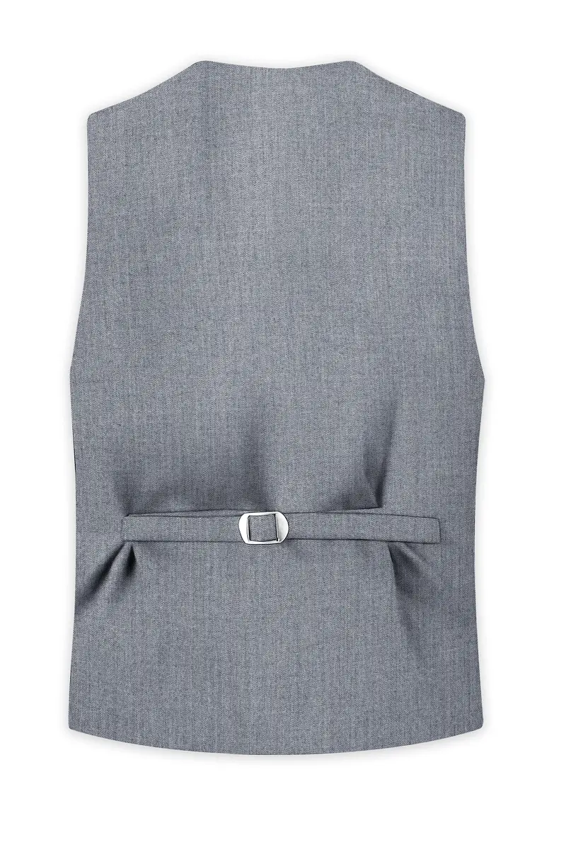 Spun Pearl Grey Herringbone Premium Cotton Waistcoat 4