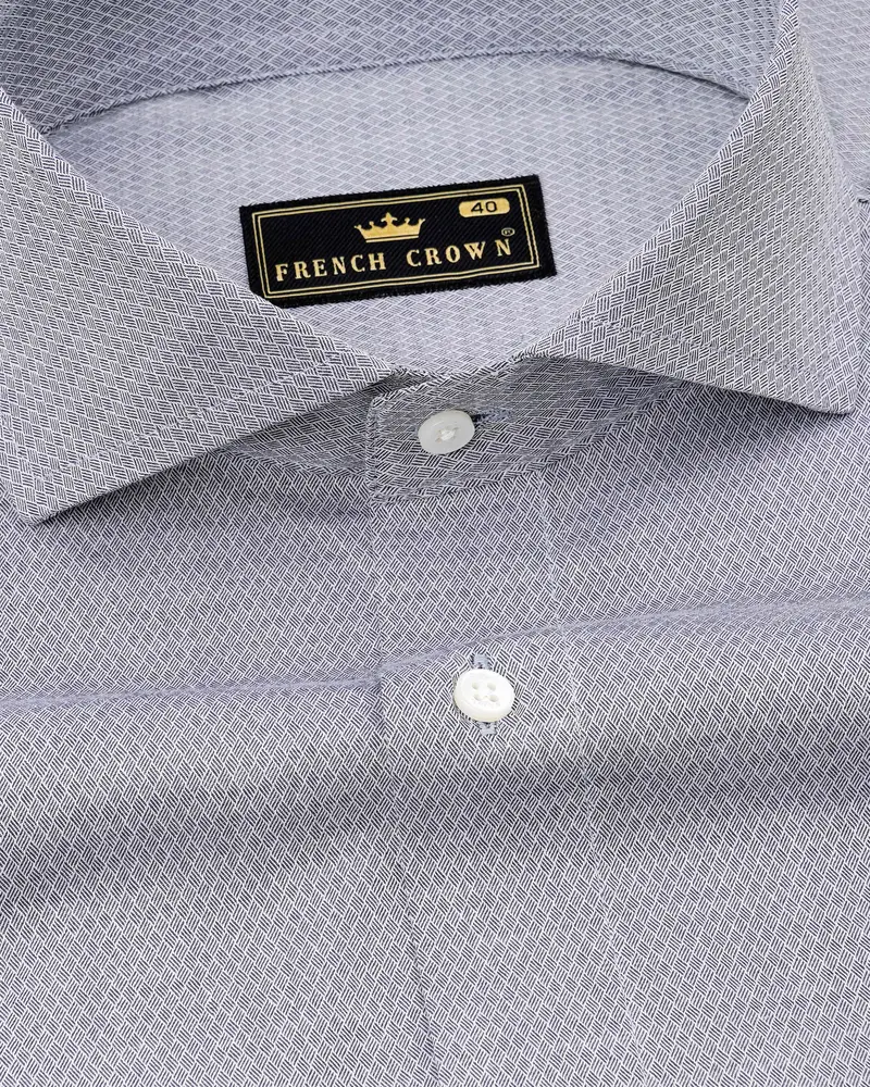 Spun Pearl Silver Dobby Textured Premium Giza Cotton Shirt 1