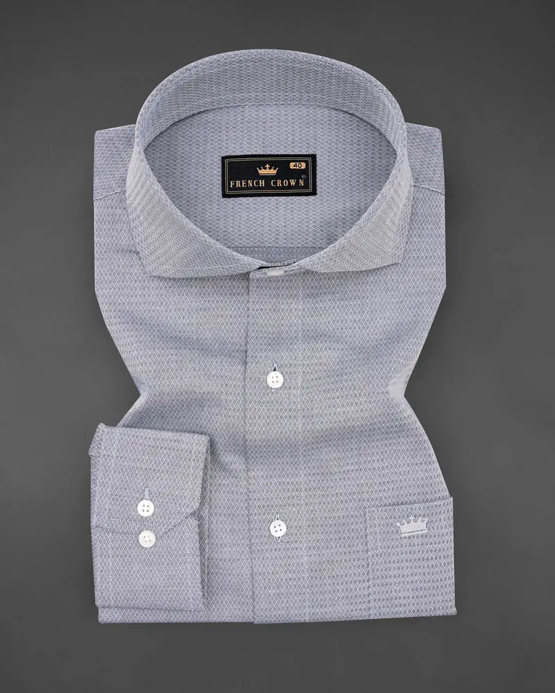 Spun Pearl Silver Dobby Textured Premium Giza Cotton Shirt 3