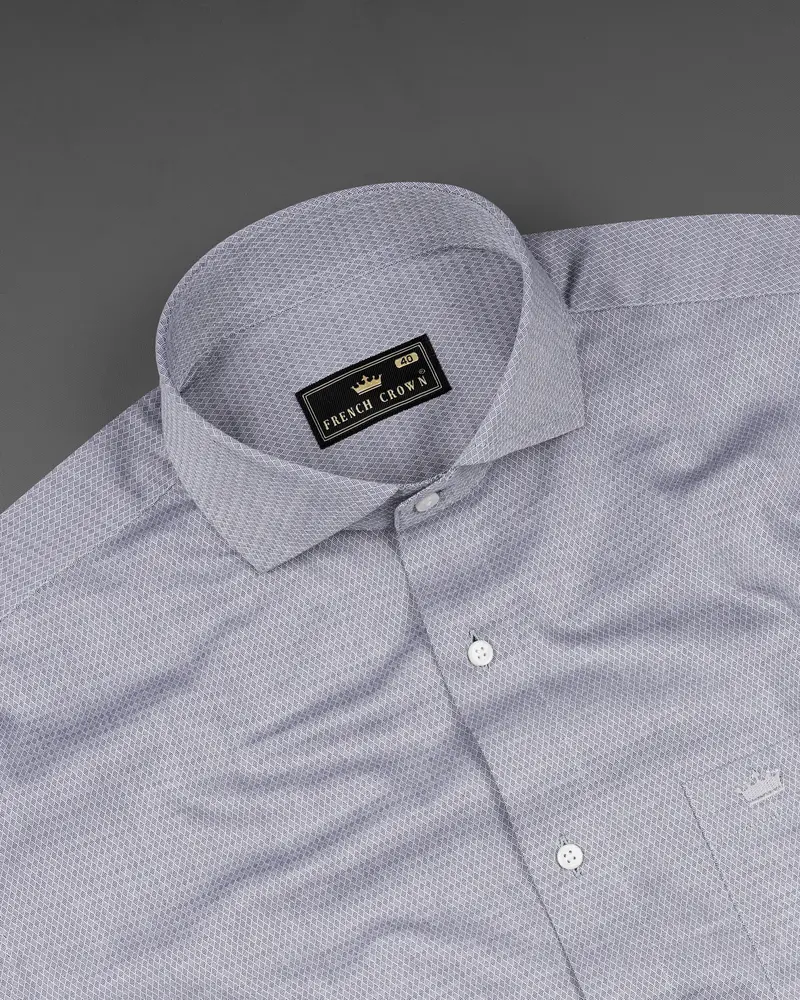 Spun Pearl Silver Dobby Textured Premium Giza Cotton Shirt 4