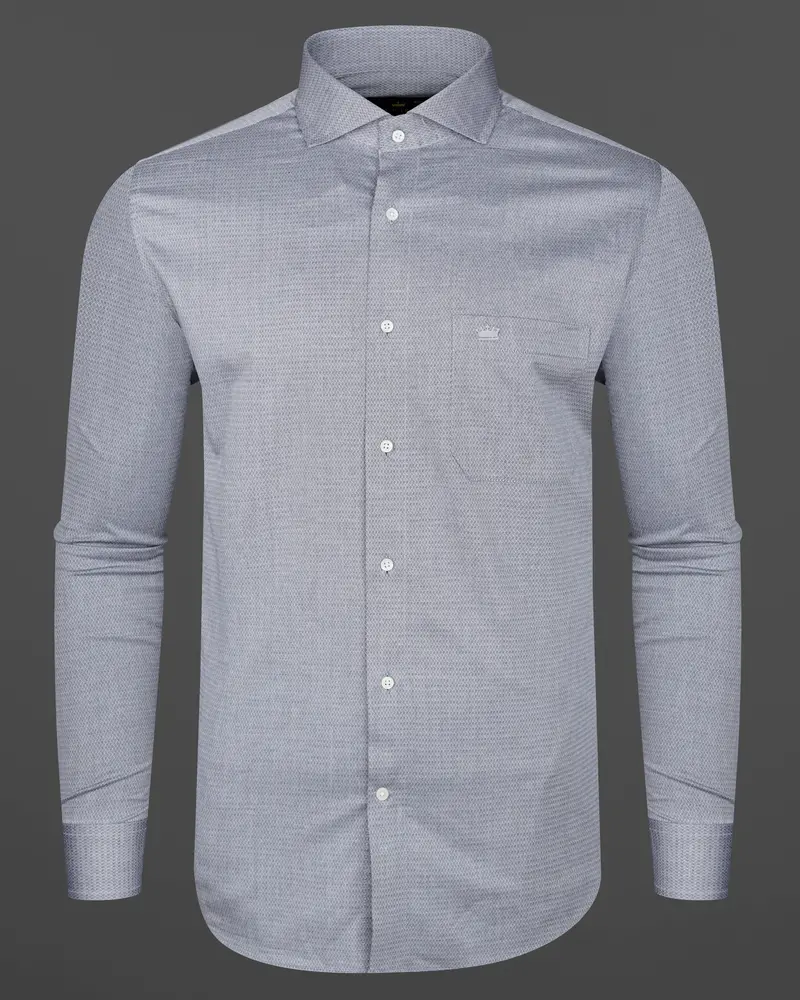 Spun Pearl Silver Dobby Textured Premium Giza Cotton Shirt 5