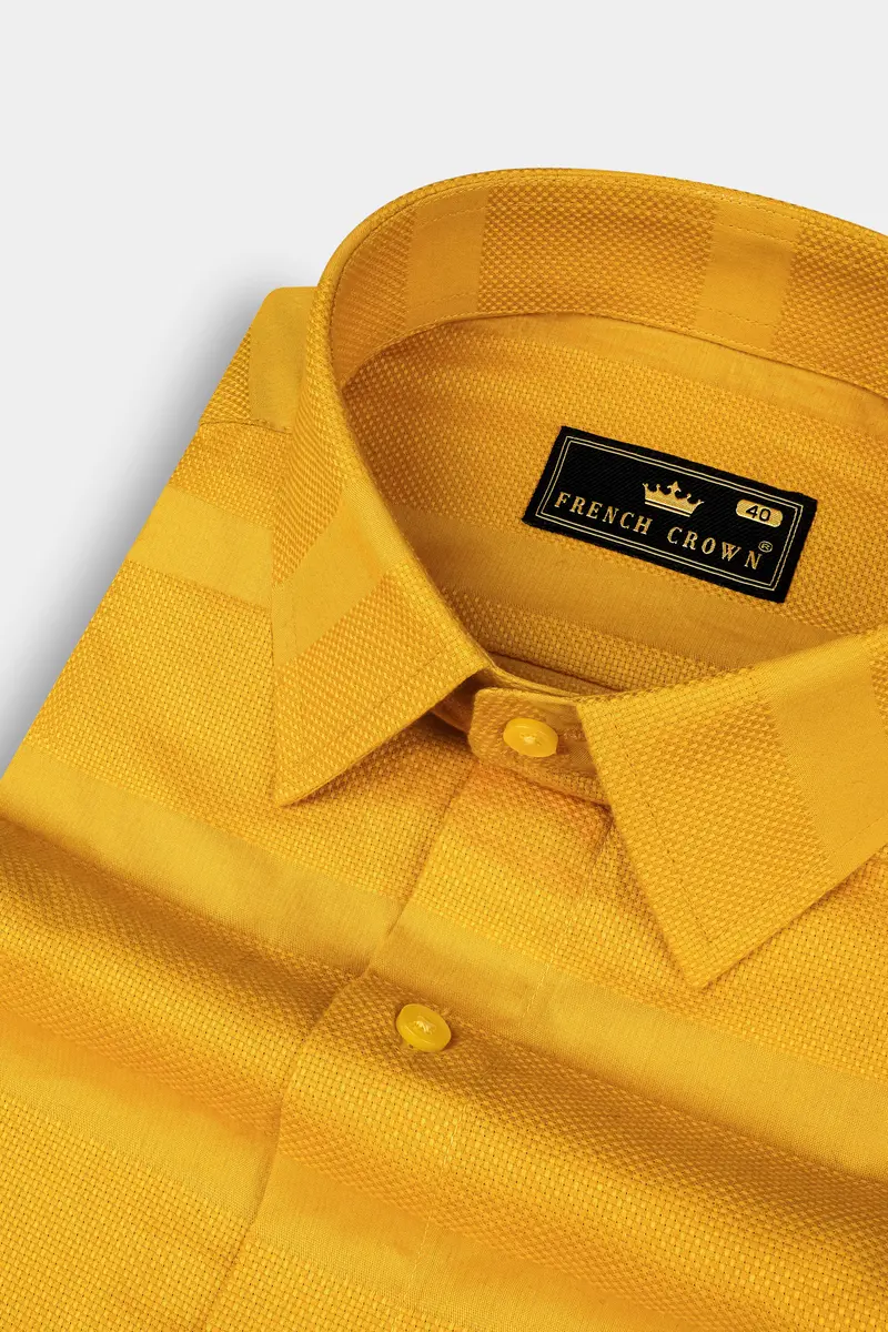 Squash Yellow Dobby Textured Premium Cotton Shirt 1