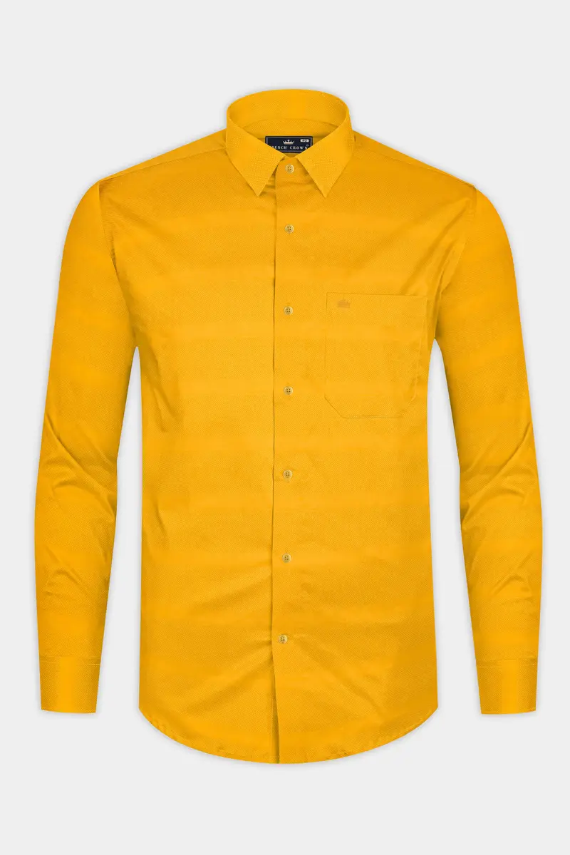 Squash Yellow Dobby Textured Premium Cotton Shirt 4