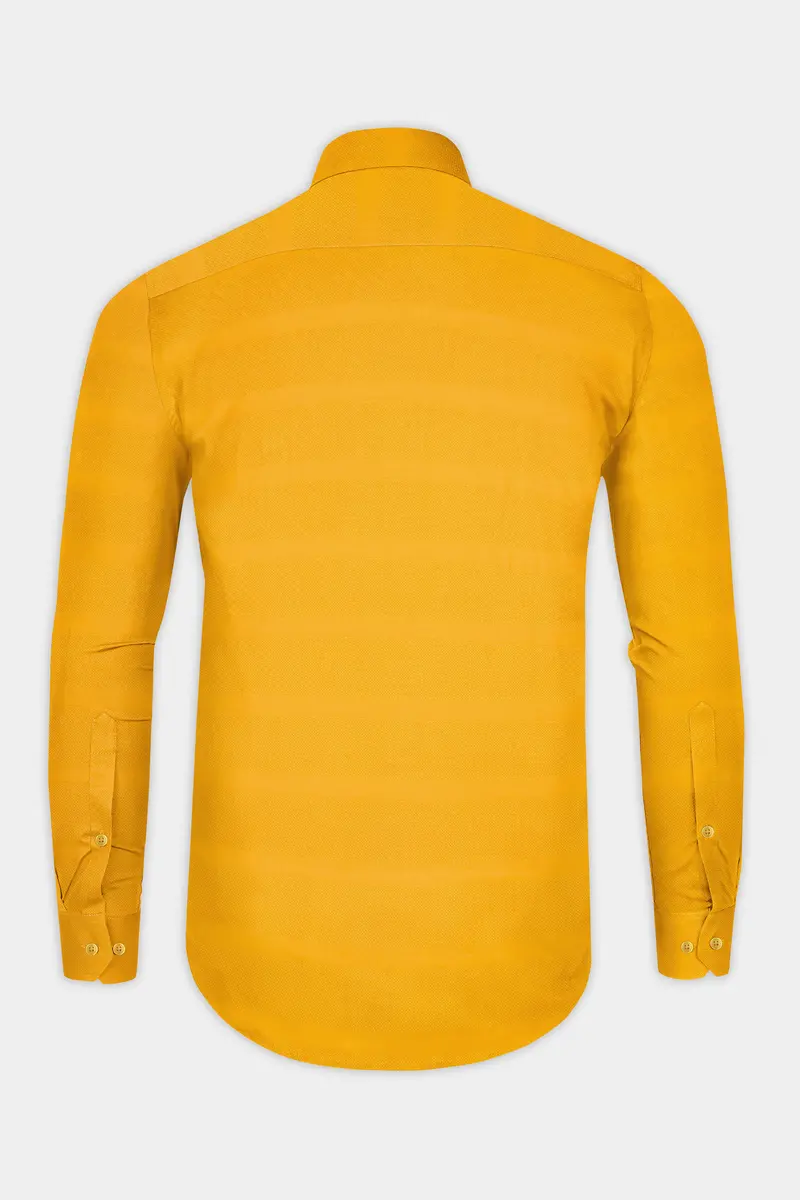 Squash Yellow Dobby Textured Premium Cotton Shirt 5