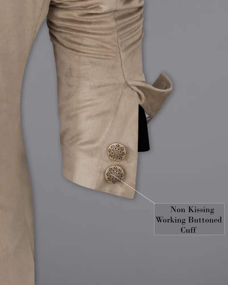 Squirrel Brown Cross Placket Bandhgala Velvet Blazer 9
