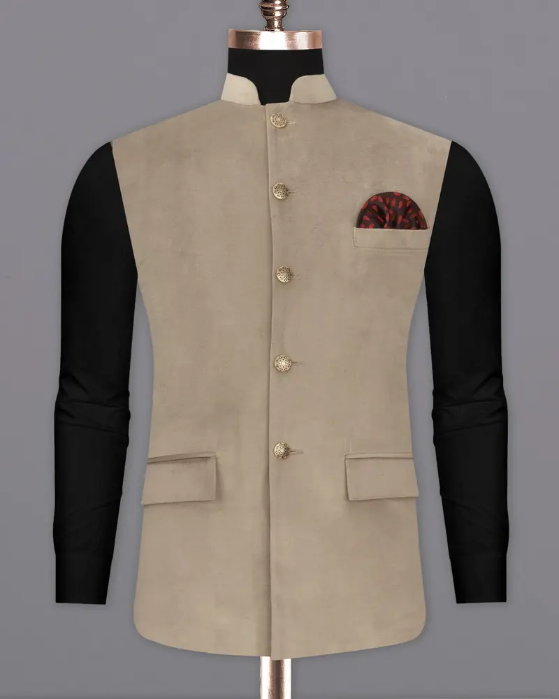 Squirrel Brown Velvet Designer Nehru Jacket 2