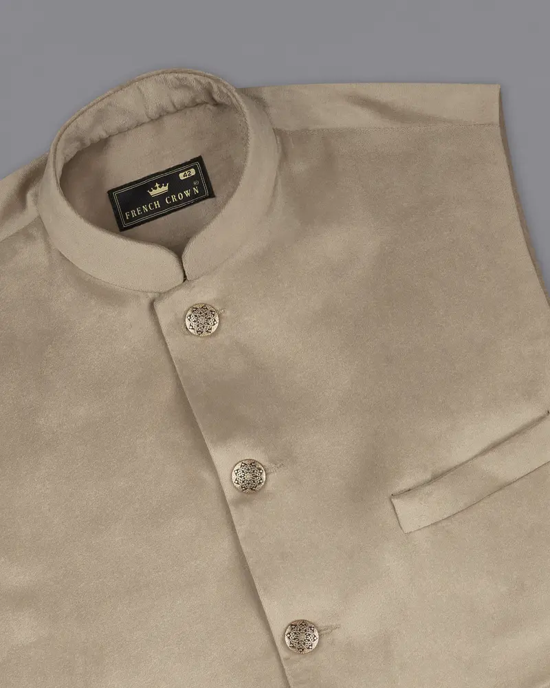 Squirrel Brown Velvet Designer Nehru Jacket 4