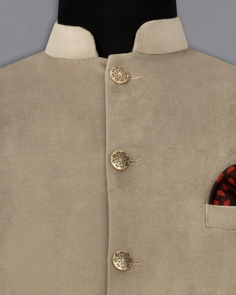 Squirrel Brown Velvet Designer Nehru Jacket 5