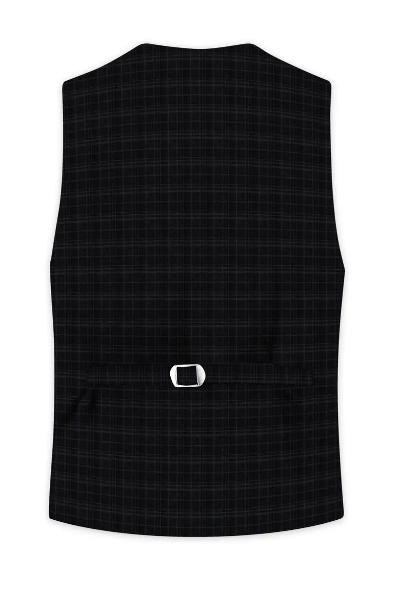 Star Dust And Shark Grey Plaid Wool Rich Waistcoat 4