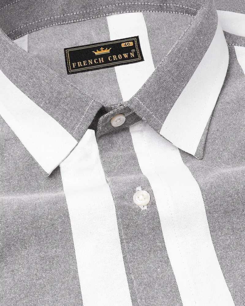 Star Dust Gray And White Striped Royal Oxford Shirt 1