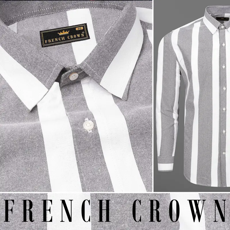 Star Dust Gray And White Striped Royal Oxford Shirt 10