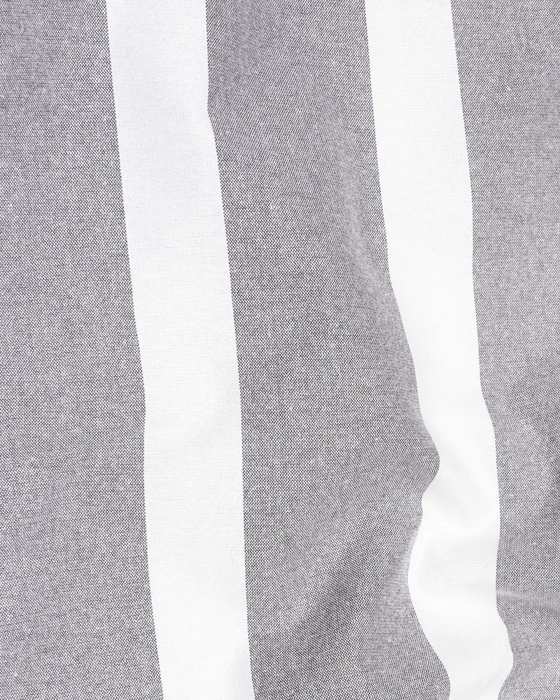 Star Dust Gray And White Striped Royal Oxford Shirt 2