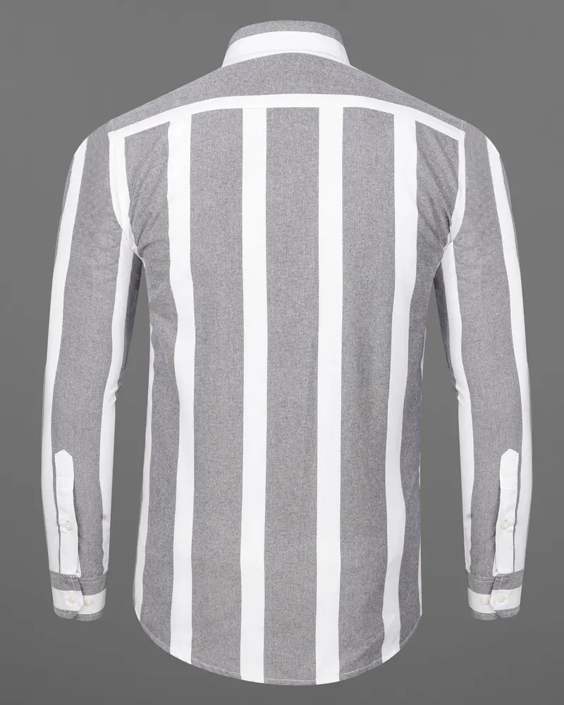 Star Dust Gray And White Striped Royal Oxford Shirt 6