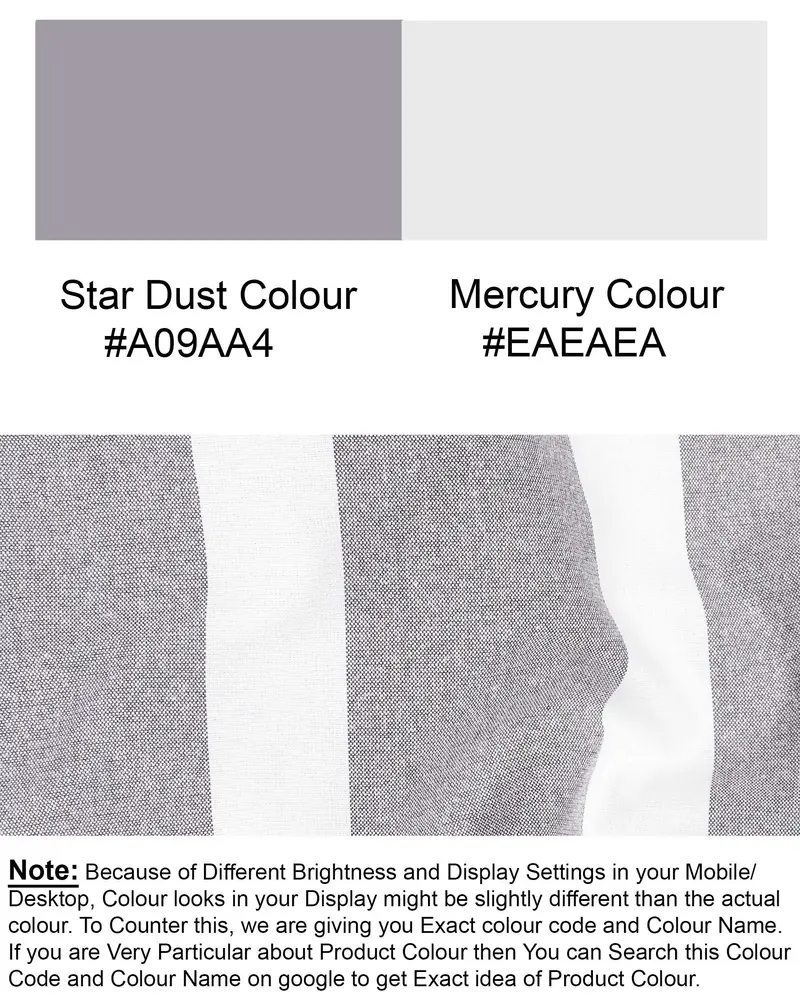 Star Dust Gray And White Striped Royal Oxford Shirt 8