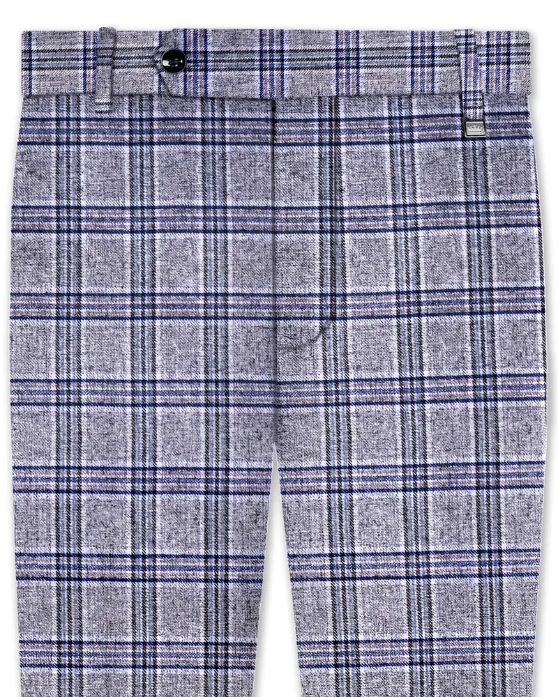 Stardust Gray With Martinique Blue Plaid Pant 1