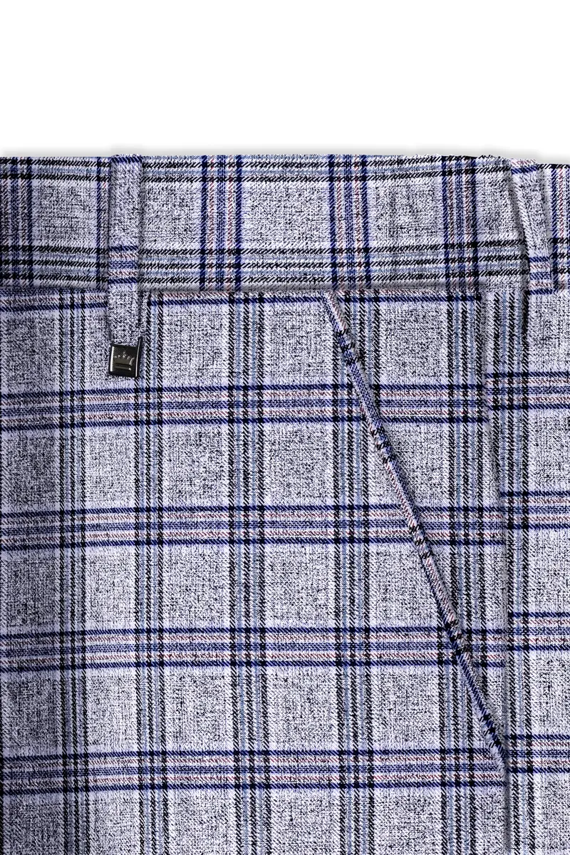 Stardust Gray With Martinique Blue Plaid Pant 6