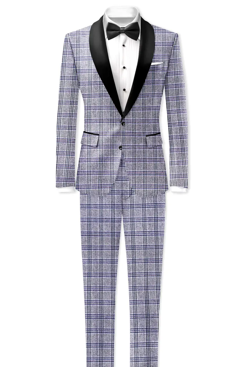 Stardust Gray With Martinique Blue Plaid Pant 7