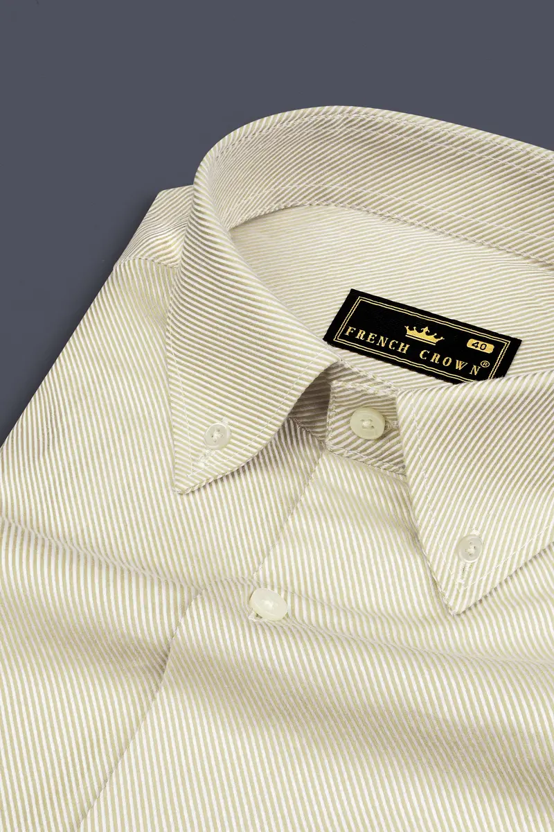 Stark Cream Pin Striped Twill Cotton Shirt 1