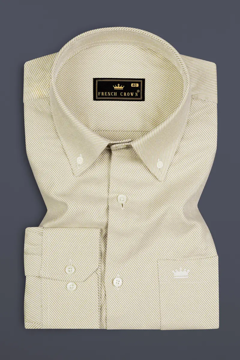 Stark Cream Pin Striped Twill Cotton Shirt 3