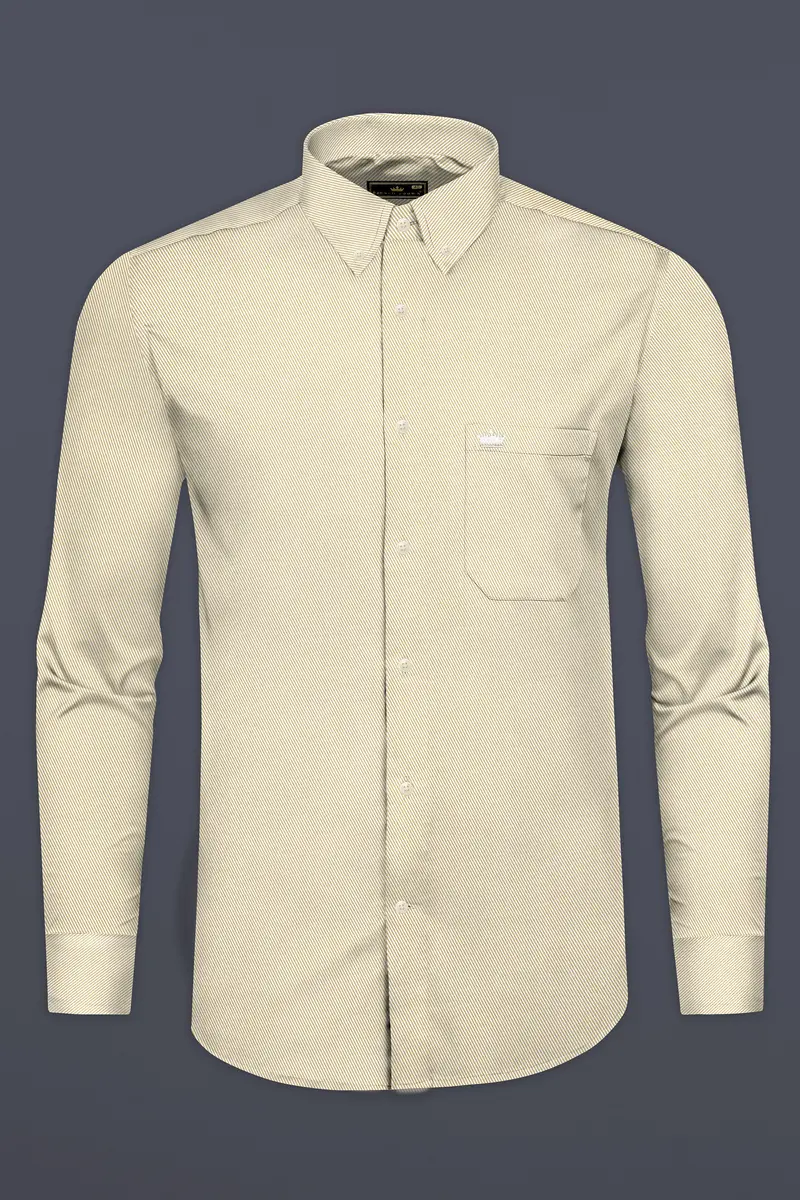 Stark Cream Pin Striped Twill Cotton Shirt 4
