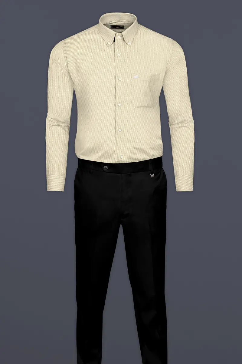 Stark Cream Pin Striped Twill Cotton Shirt 6