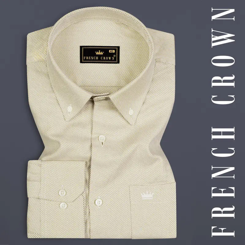 Stark Cream Pin Striped Twill Cotton Shirt 7