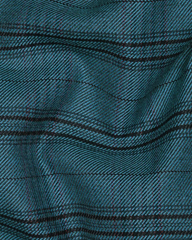 Steel Blue Plaid Twill Wool Blend Waistcoat 3