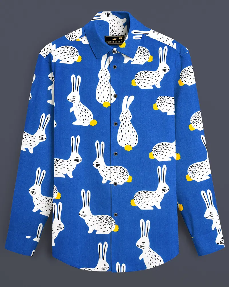 Steflora-Tory Blue Rabbit Printed Super Soft Premium Cotton Casual Shirt 1
