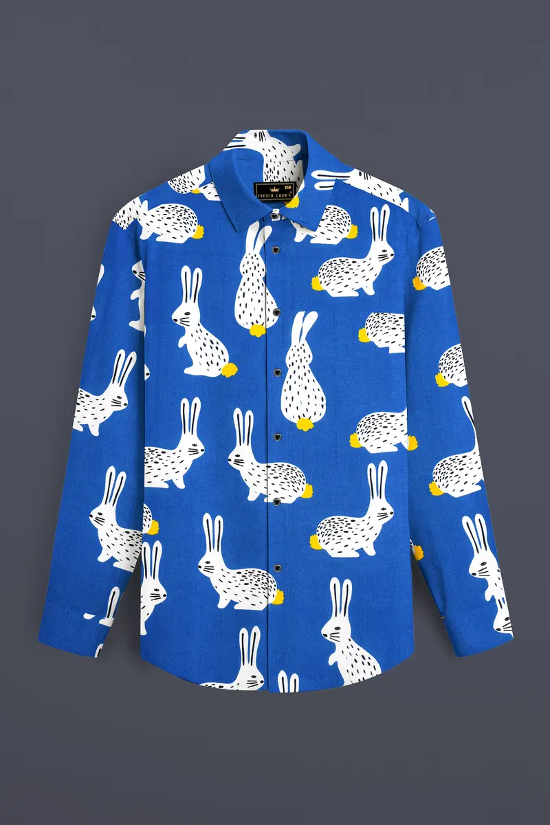 Steflora-Tory Blue Rabbit Printed Super Soft Premium Cotton Casual Shirt 2