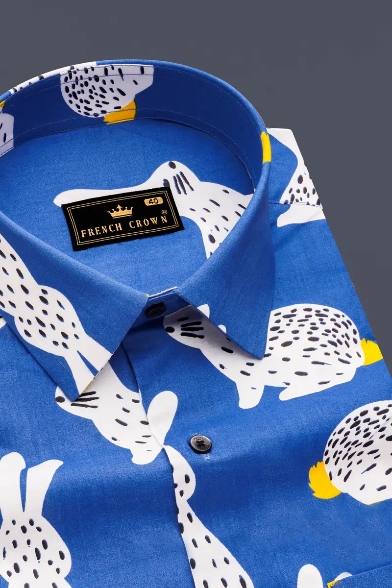 Steflora-Tory Blue Rabbit Printed Super Soft Premium Cotton Casual Shirt 4