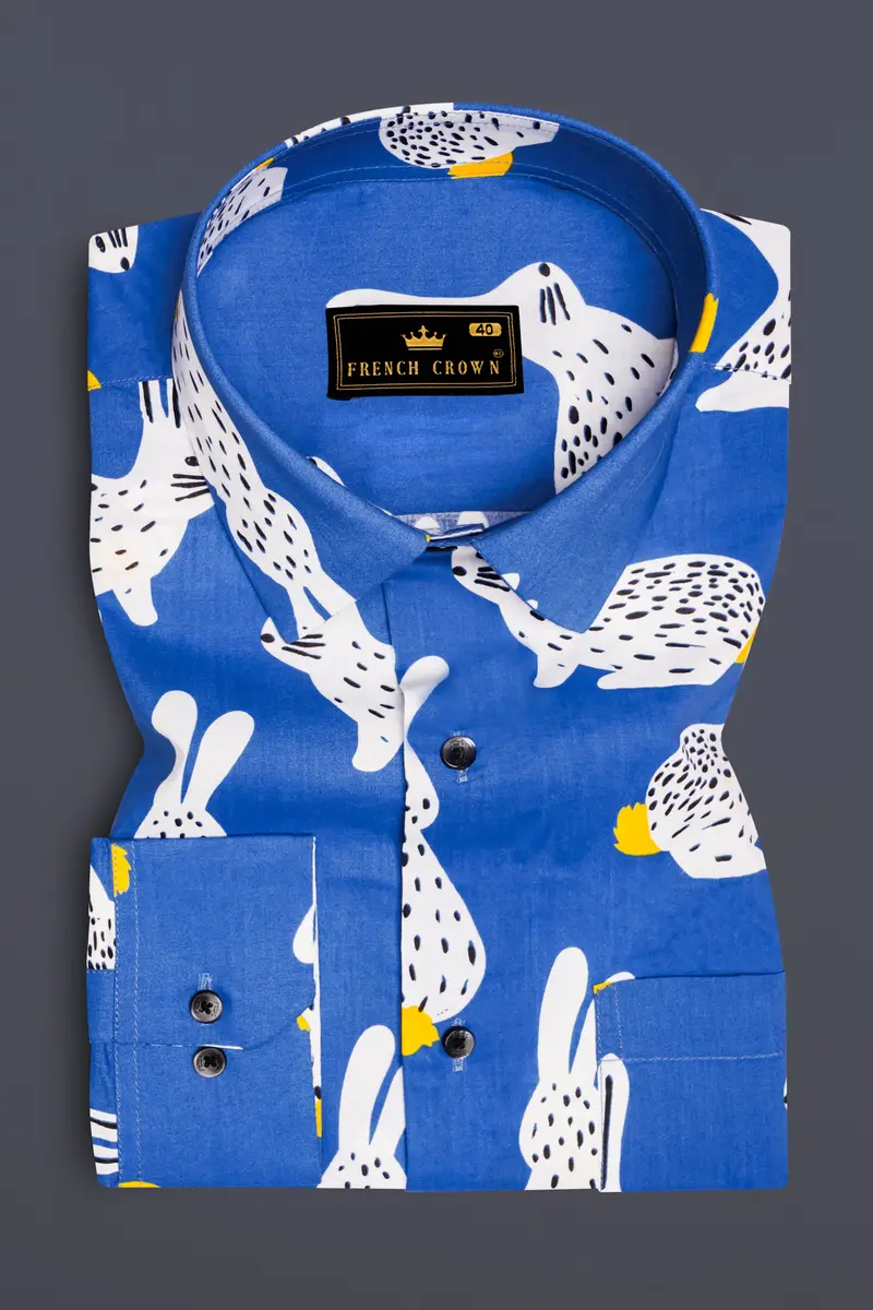 Steflora-Tory Blue Rabbit Printed Super Soft Premium Cotton Casual Shirt 5