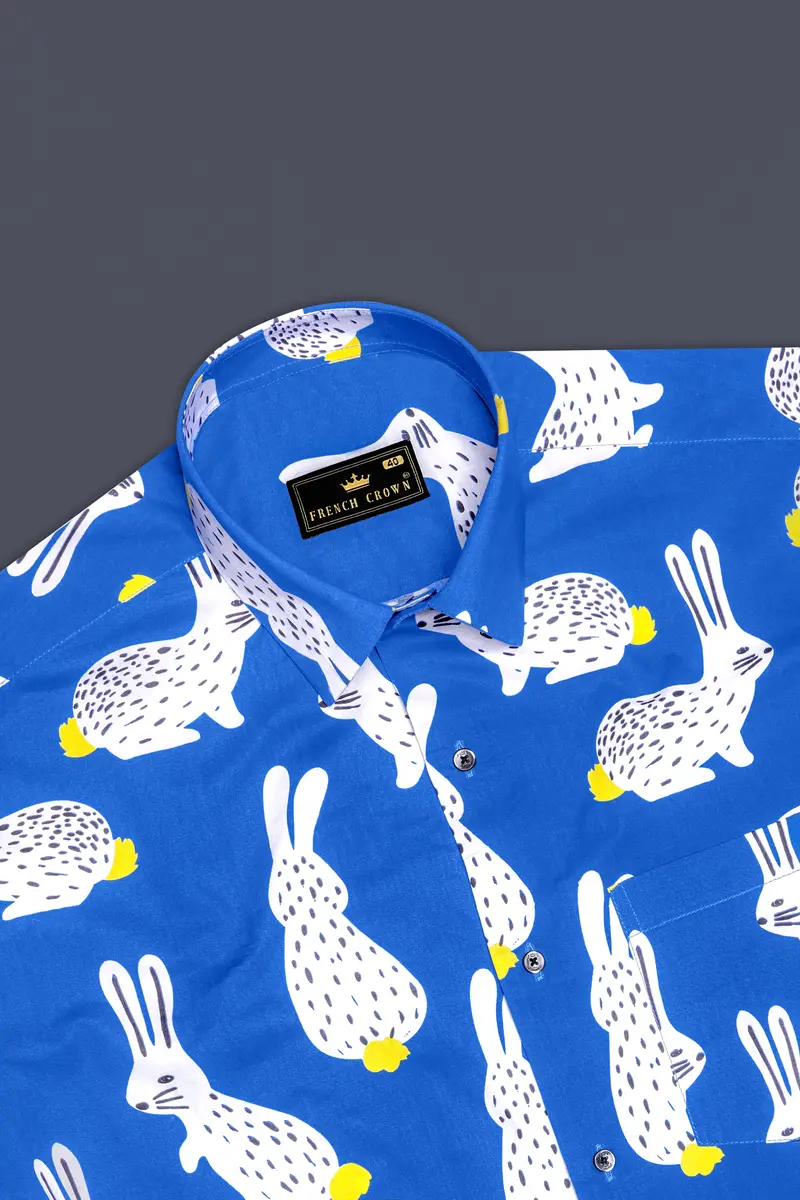 Steflora-Tory Blue Rabbit Printed Super Soft Premium Cotton Casual Shirt 6