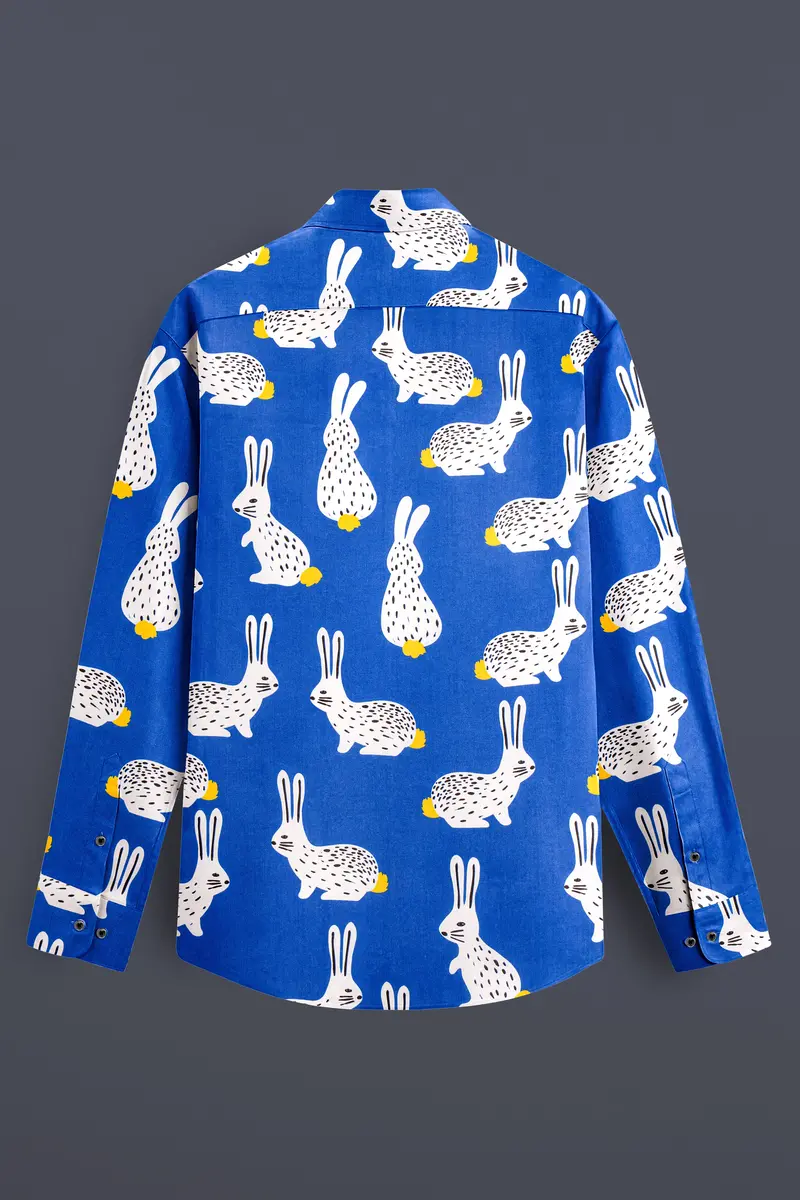 Steflora-Tory Blue Rabbit Printed Super Soft Premium Cotton Casual Shirt 7
