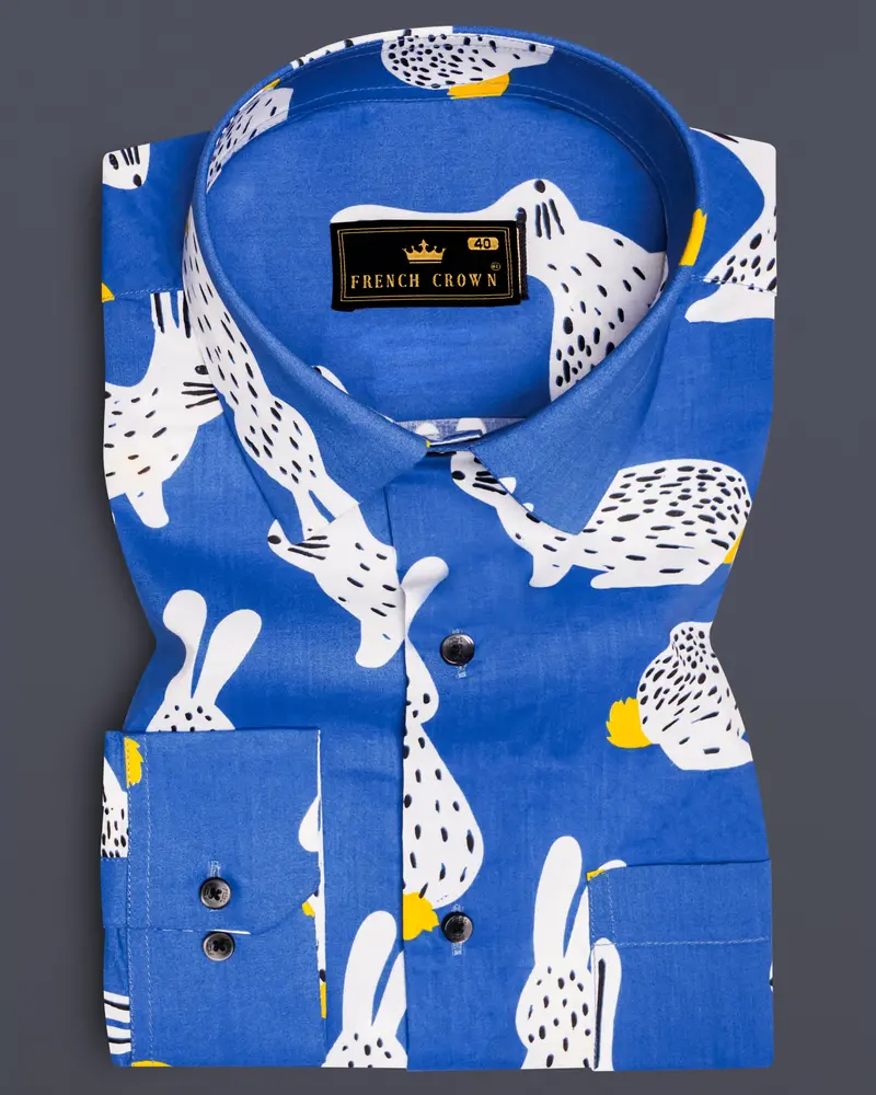 Steflora-Tory Blue Rabbit Printed Super Soft Premium Cotton Casual Shirt 8