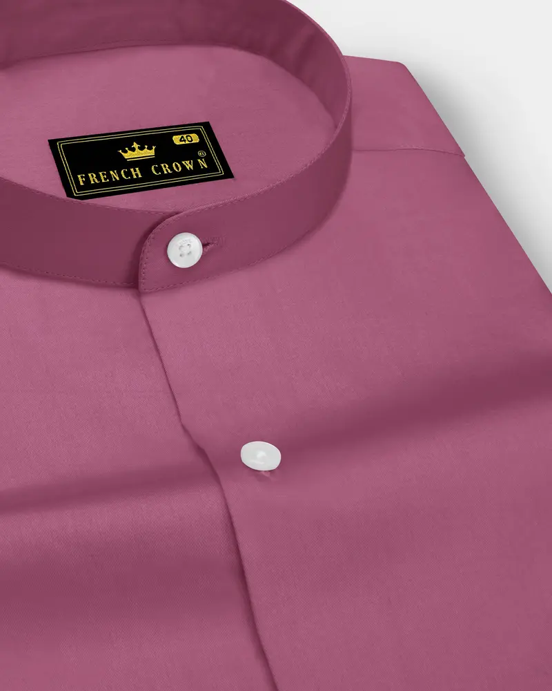 Stelloro-Cosmic Pink Subtle Sheen Super Soft Premium Cotton Mandarin Dress Shirt 1