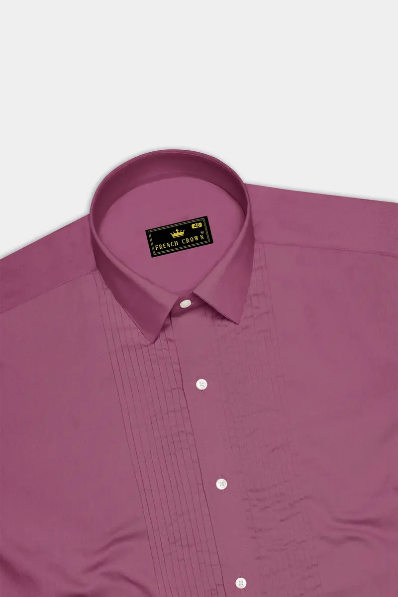 Stelloro-Cosmic Pink Subtle Sheen Super Soft Premium Cotton Tuxedo Dress Shirt 5