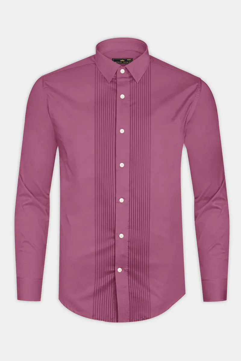 Stelloro-Cosmic Pink Subtle Sheen Super Soft Premium Cotton Tuxedo Dress Shirt 6