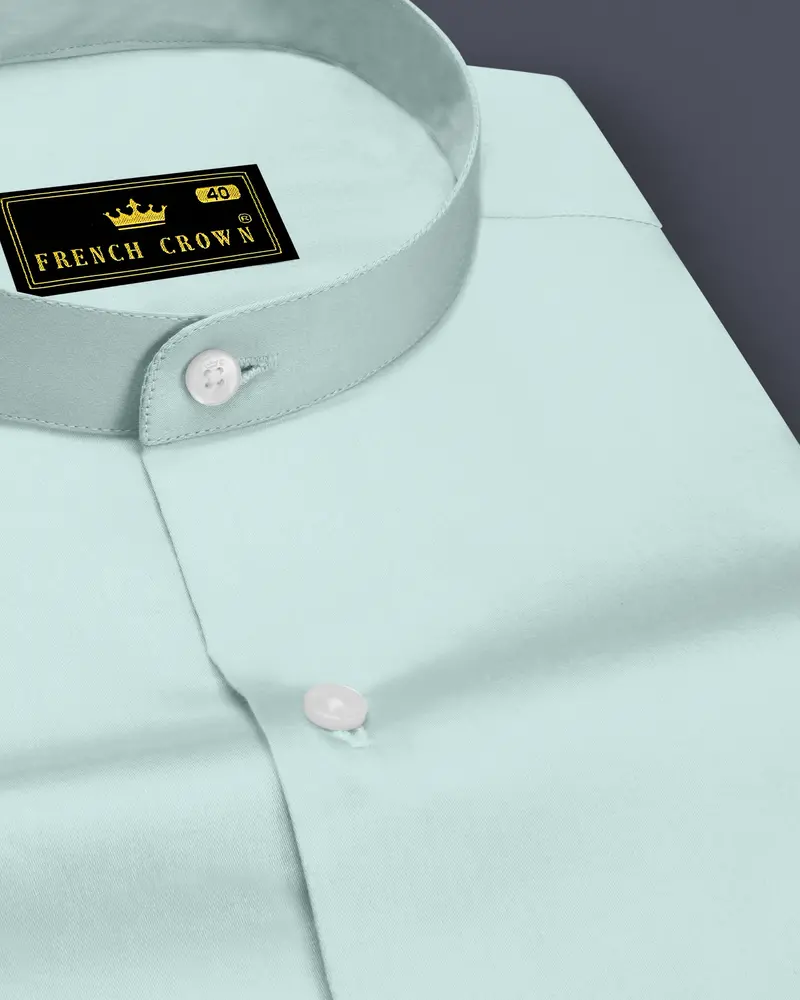 Sterling-Gainsboro Gray Subtle Sheen Super Soft Premium Cotton Mandarin Dress Shirt 1