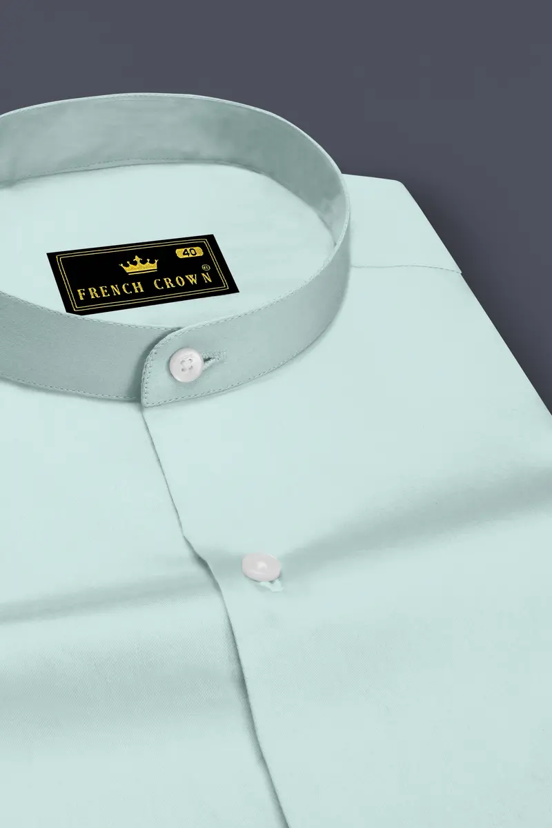 Sterling-Gainsboro Gray Subtle Sheen Super Soft Premium Cotton Mandarin Dress Shirt 2
