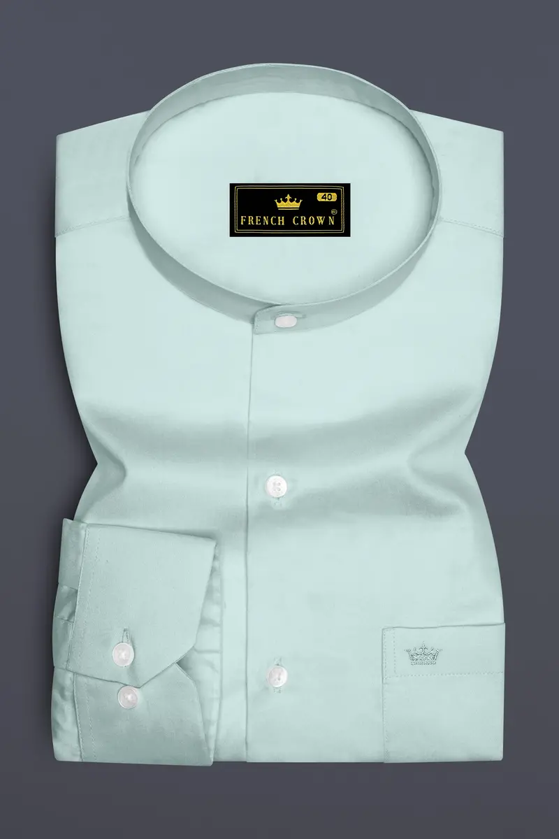 Sterling-Gainsboro Gray Subtle Sheen Super Soft Premium Cotton Mandarin Dress Shirt 4