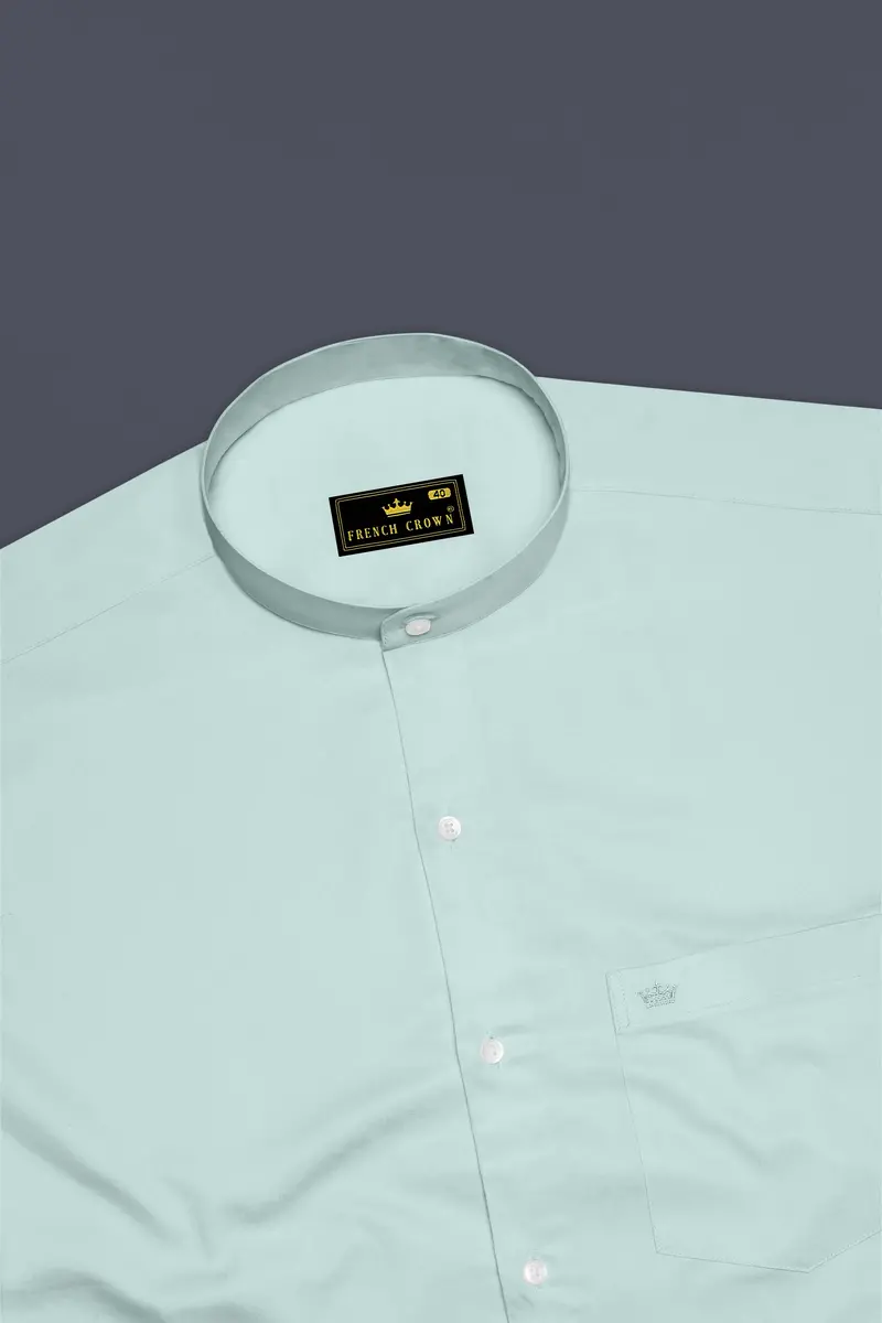 Sterling-Gainsboro Gray Subtle Sheen Super Soft Premium Cotton Mandarin Dress Shirt 5