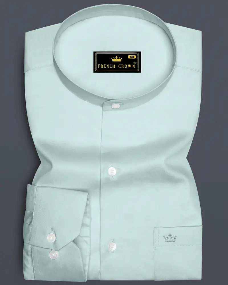 Sterling-Gainsboro Gray Subtle Sheen Super Soft Premium Cotton Mandarin Dress Shirt 6