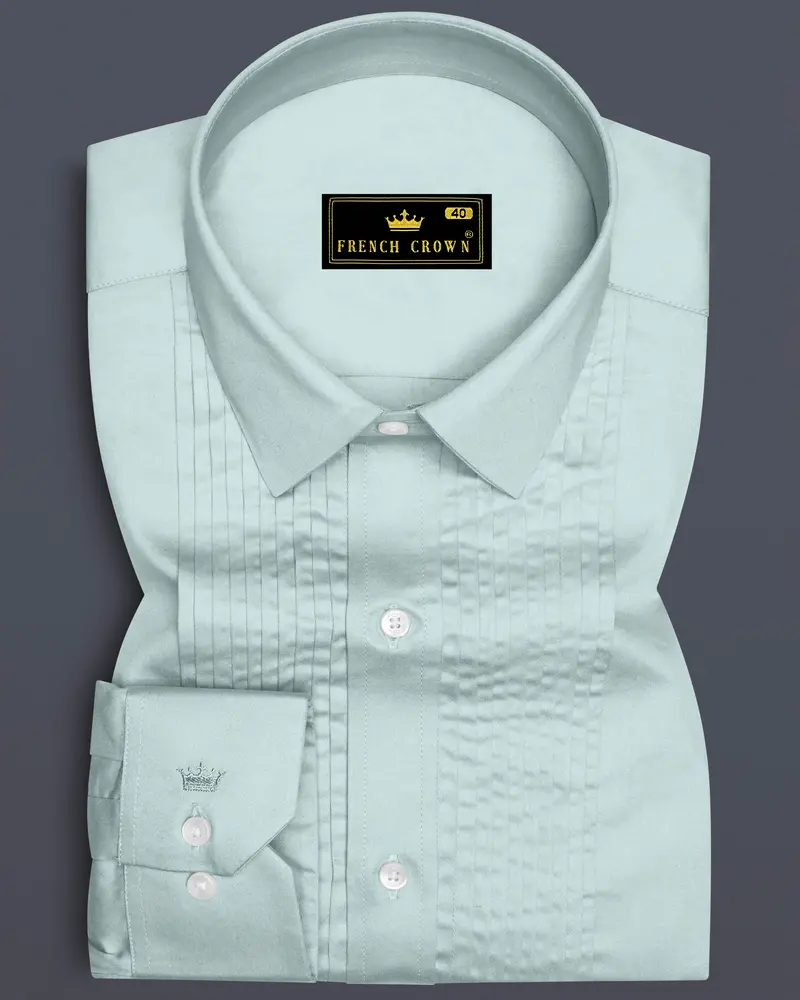 Sterling-Gainsboro Gray Subtle Sheen Super Soft Premium Cotton Tuxedo Dress Shirt 1