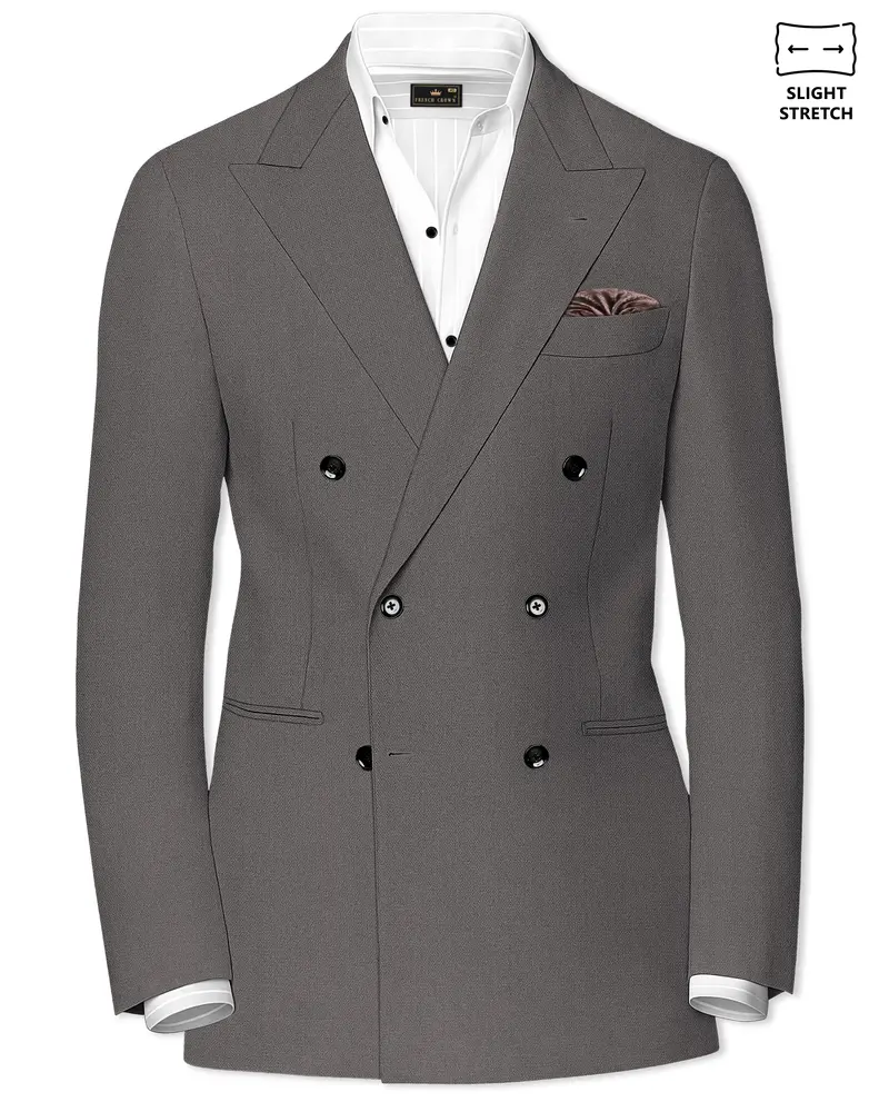 Sterling-Ironside Gray  Diamond Textured Wool Rich Slight Stretch Double Breasted Blazer 1