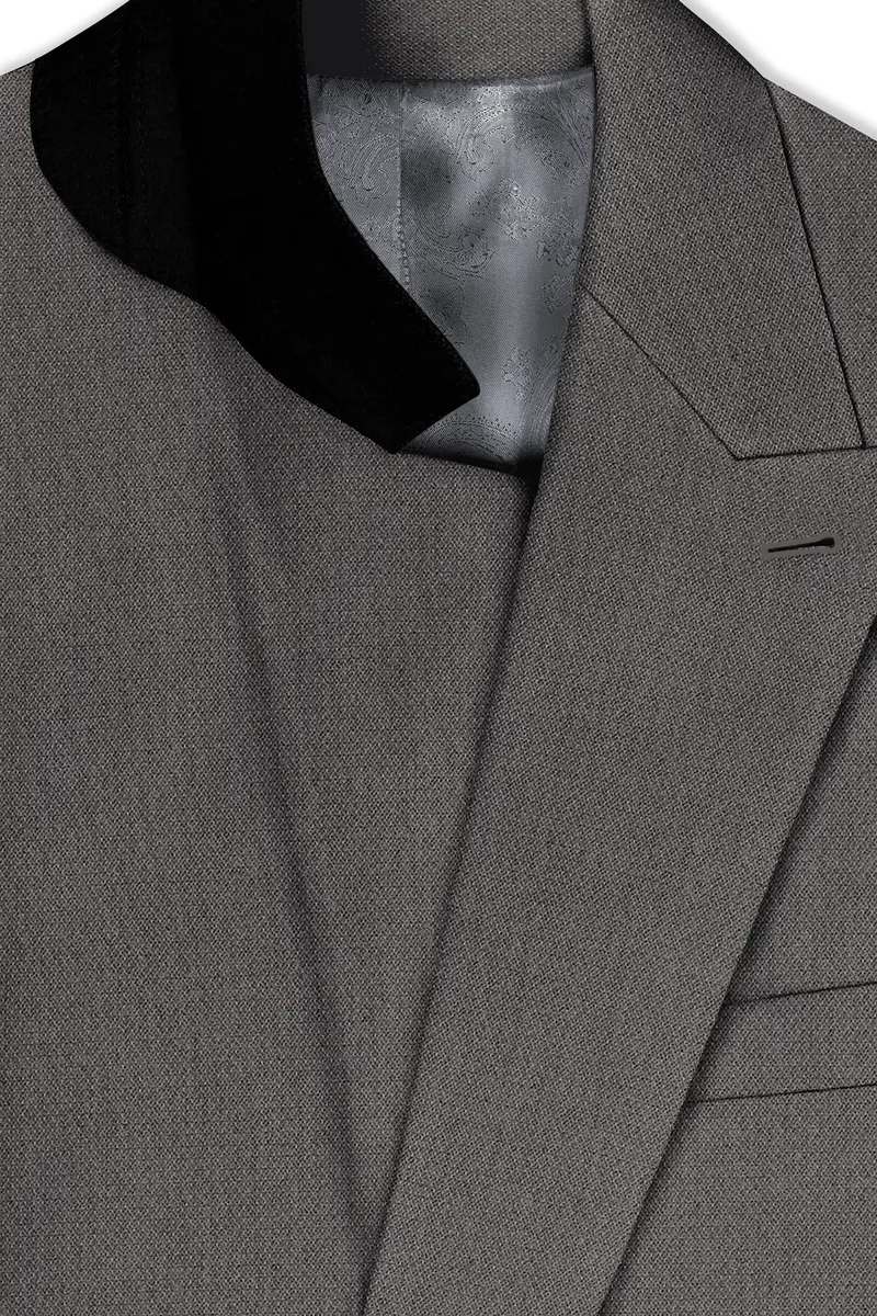 Sterling-Ironside Gray Diamond Textured Wool Rich Slight Stretch Double Breasted Blazer 4