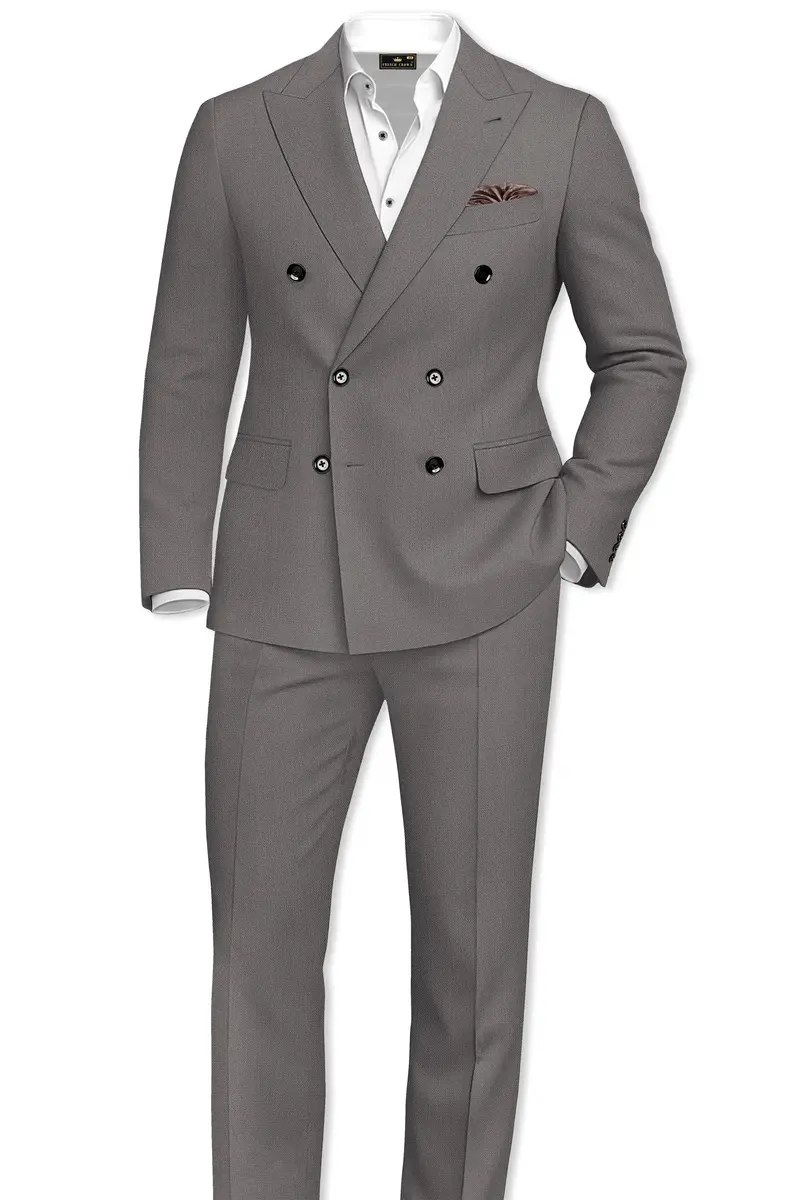 Sterling-Ironside Gray Diamond Textured Wool Rich Slight Stretch Double Breasted Blazer 9