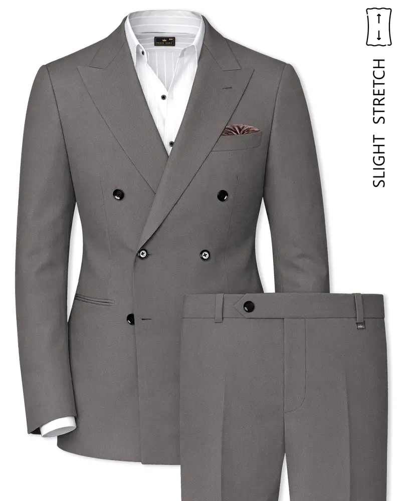 Sterling-Ironside Gray Diamond Textured Wool Rich Slight Stretch Double Breasted Suit 1