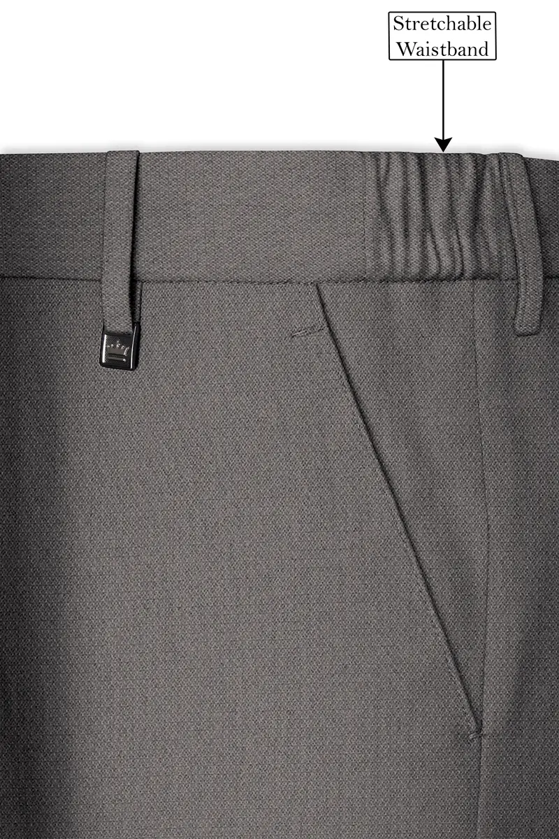 Sterling-Ironside Gray Diamond Textured Wool Rich Slight Stretch Double Breasted Suit 15