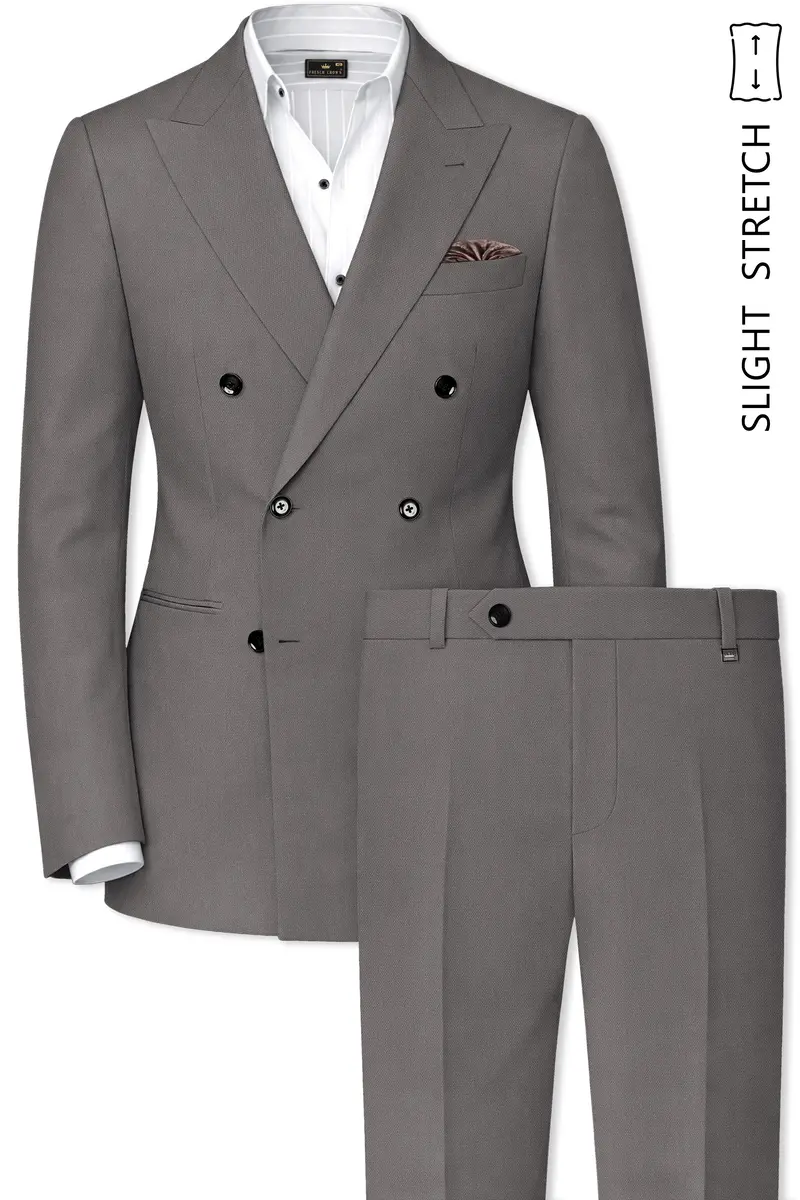 Sterling-Ironside Gray Diamond Textured Wool Rich Slight Stretch Double Breasted Suit 2
